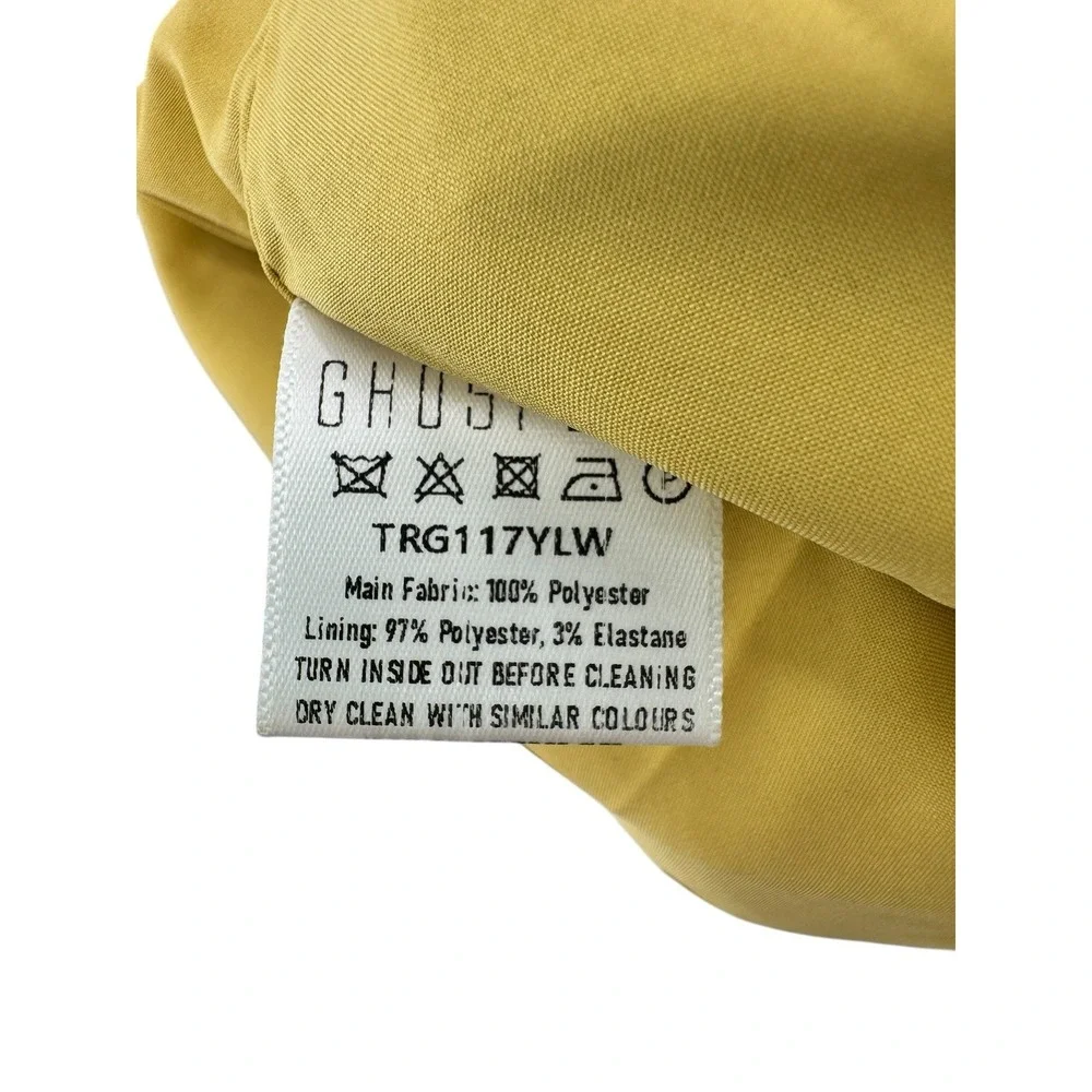 Ghospell Women's Yellow Textured Raw Seam Fringe Trousers Pants L Retro Wide Leg